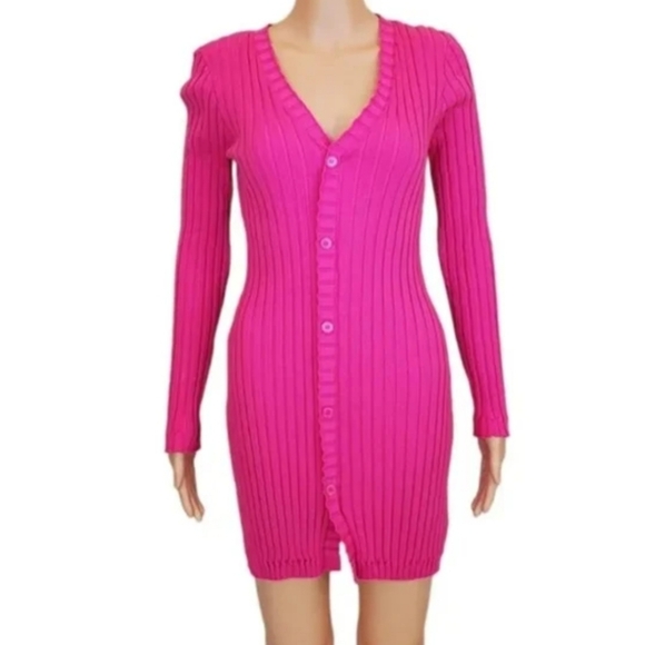 Endless Rose Pink Long Sleeve bodycon mini dress - Picture 1 of 8